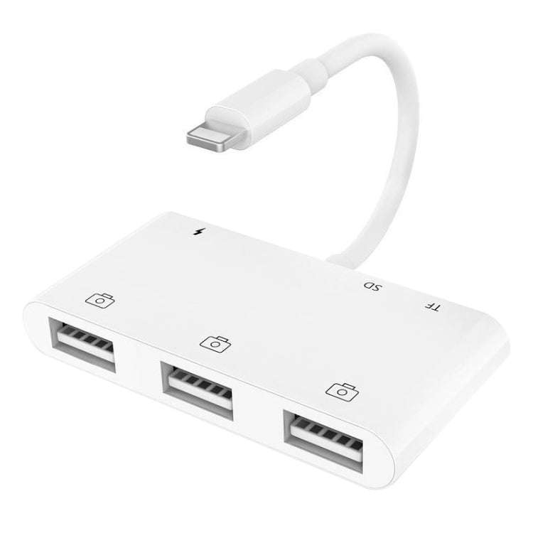 ZS-S1852 6 in 1 3 USB Female to 8 Pin Male OTG Camera Card Reader Adapter with SD & TF Card & 8 P...