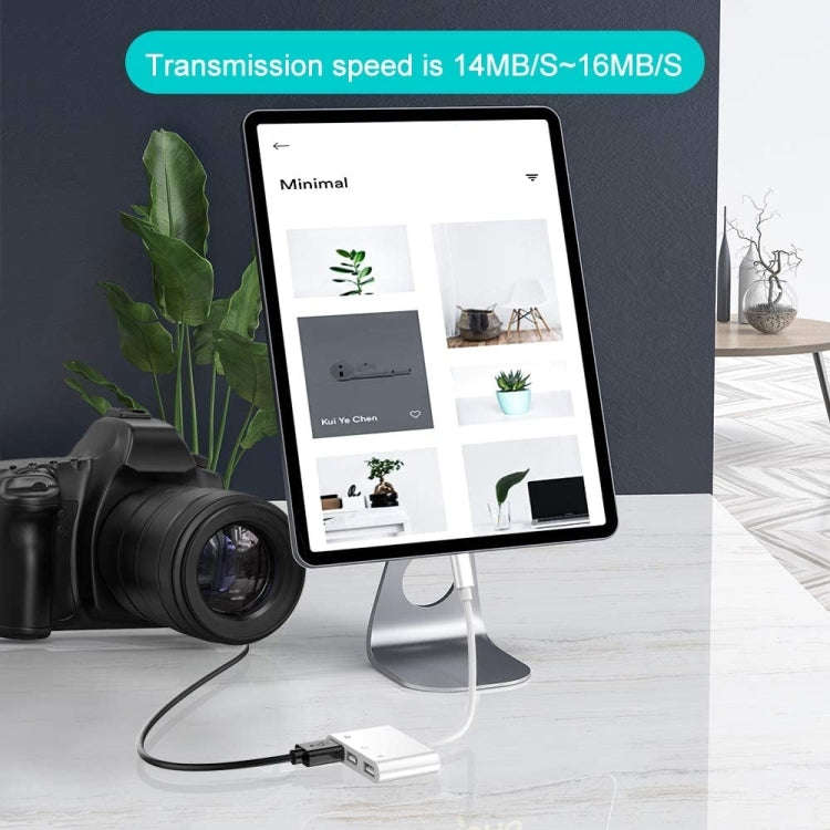 ZS-S1852 6 in 1 3 USB Female to 8 Pin Male OTG Camera Card Reader Adapter with SD & TF Card & 8 P...