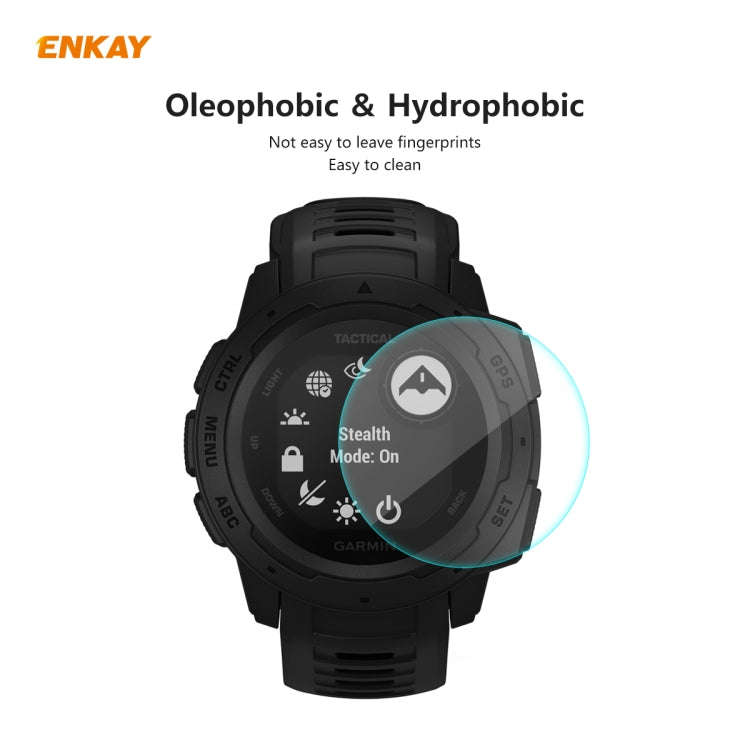 For Garmin Instinct Tactical ENKAY Hat-Prince 0.2mm 9H 2.15D Curved Edge Tempered Glass Screen Pr...