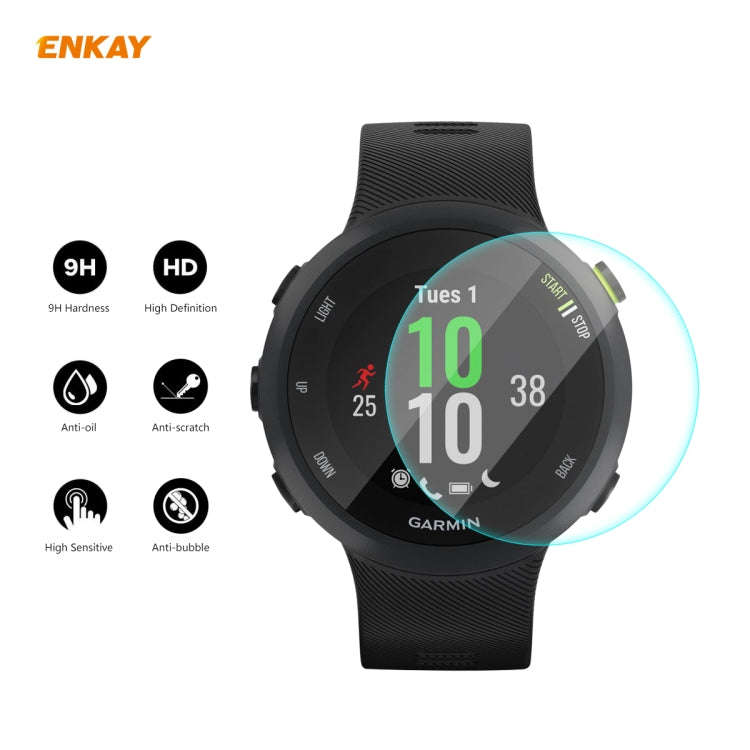 For Garmin Forerunner 45 / 45S 2 PCS ENKAY Hat-Prince 0.2mm 9H 2.15D Curved Edge Tempered Glass S...