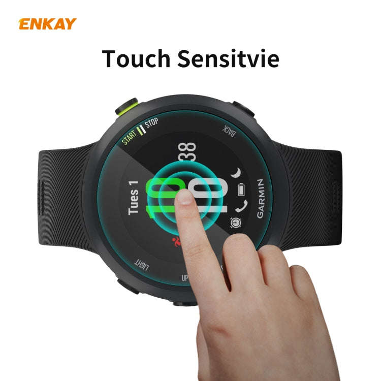 For Garmin Forerunner 45 / 45S 2 PCS ENKAY Hat-Prince 0.2mm 9H 2.15D Curved Edge Tempered Glass S...