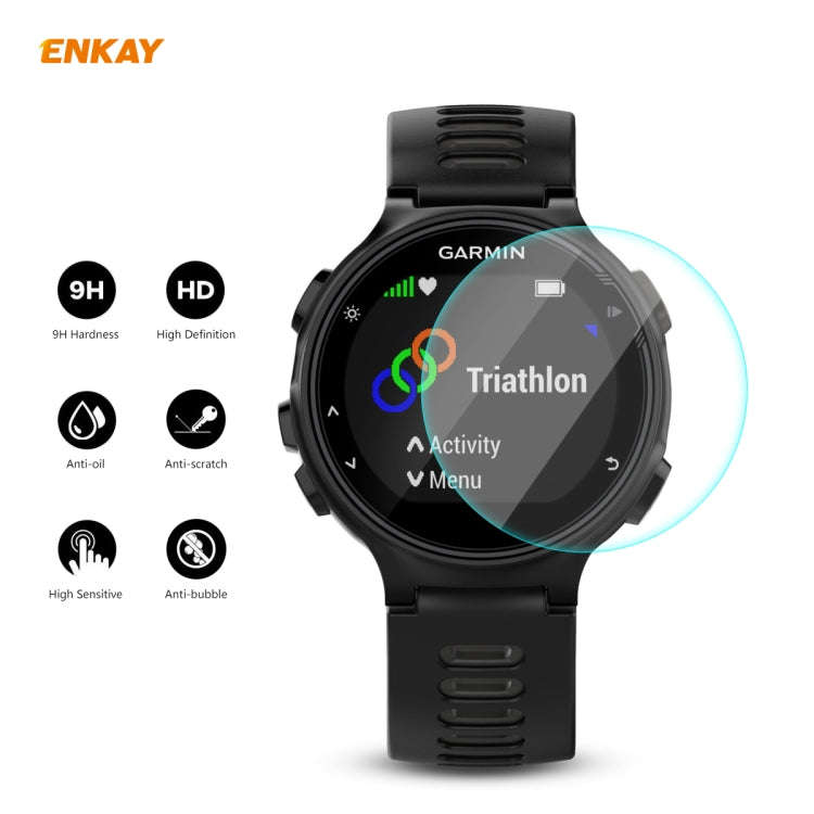 For Garmin Forerunner 735 / 735XT 2 PCS ENKAY Hat-Prince 0.2mm 9H 2.15D Curved Edge Tempered Glas...