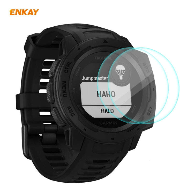 For Garmin Instinct Tactical 2 PCS ENKAY Hat-Prince 0.2mm 9H 2.15D Curved Edge Tempered Glass Scr...
