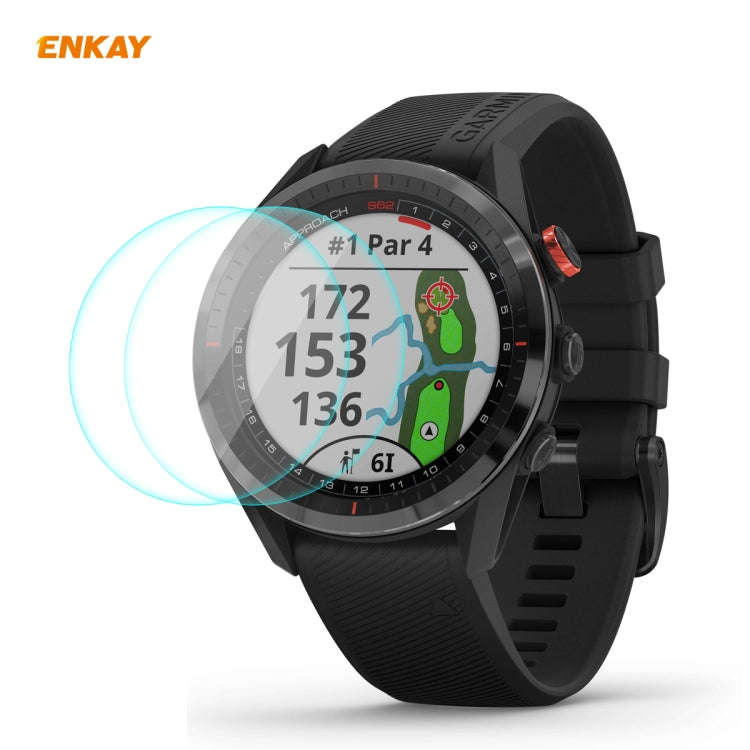 For Garmin Approach S62 2 PCS ENKAY Hat-Prince 0.2mm 9H 2.15D Curved Edge Tempered Glass Screen P...