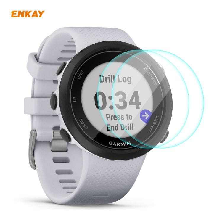 For Garmin Swim 2 2 PCS ENKAY Hat-Prince 0.2mm 9H 2.15D Curved Edge Tempered Glass Screen Protect...