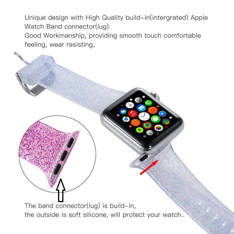 For Apple Watch Series 7 45mm / 6 & SE & 5 & 4 44mm / 3 & 2 & 1 42mm Glitter Silicone Strap(White)