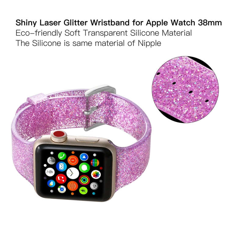 For Apple Watch Series 7 45mm / 6 & SE & 5 & 4 44mm / 3 & 2 & 1 42mm Glitter Silicone Strap(Pink)