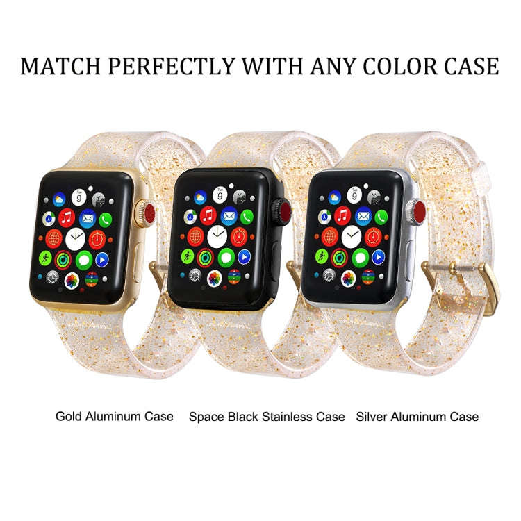 For Apple Watch Series 7 45mm / 6 & SE & 5 & 4 44mm / 3 & 2 & 1 42mm Glitter Silicone Strap(Gold)