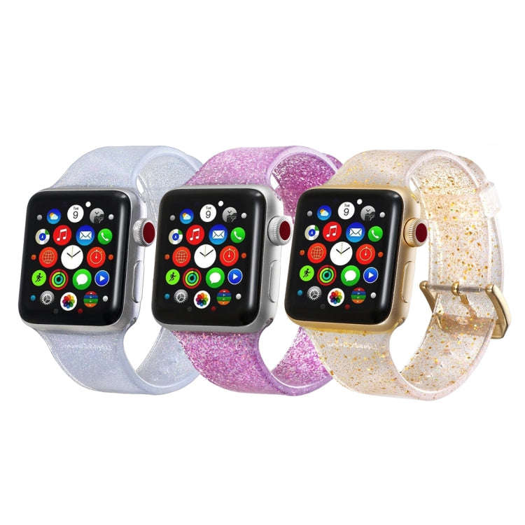 For Apple Watch Series 7 45mm / 6 & SE & 5 & 4 44mm / 3 & 2 & 1 42mm Glitter Silicone Strap(Gold)