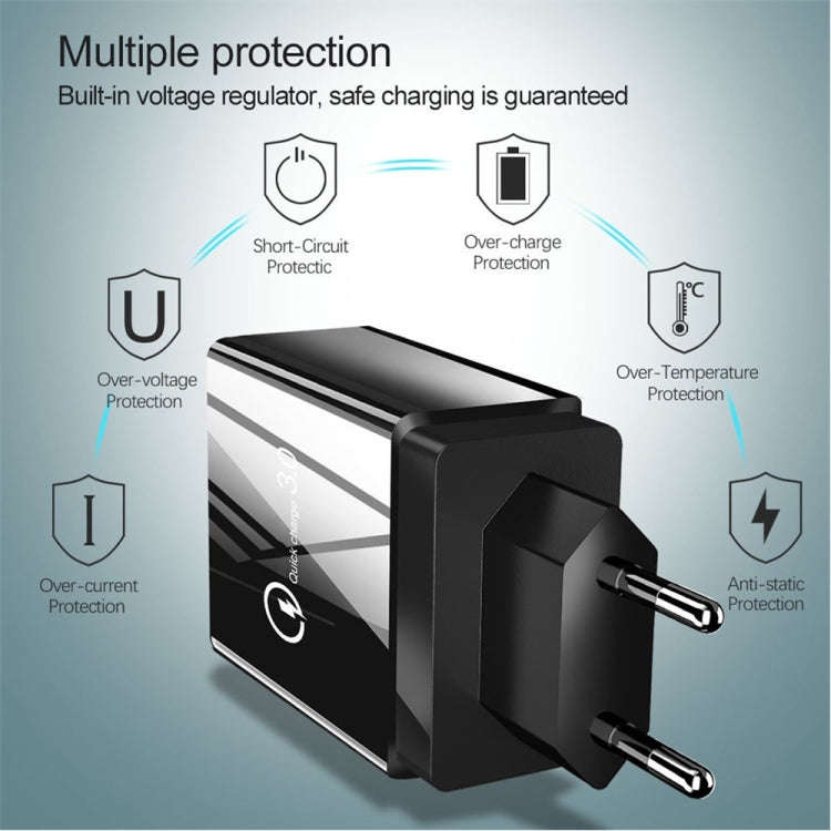 2 in 1 1m USB to 8 Pin Data Cable + 30W QC 3.0 4 USB Interfaces Mobile Phone Tablet PC Universal ...