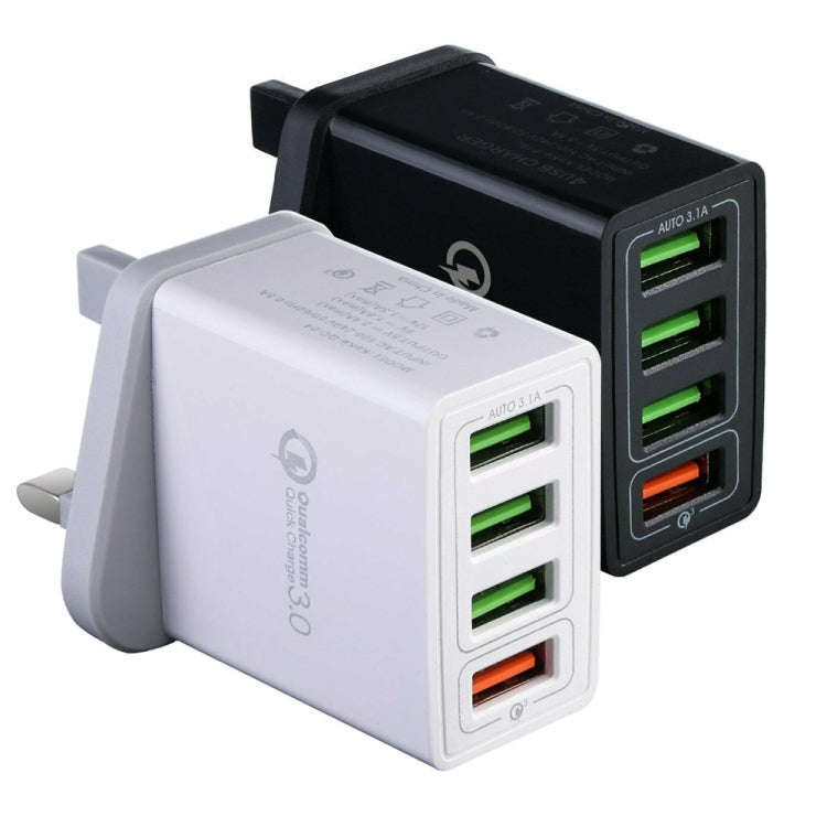 2 in 1 1m USB to 8 Pin Data Cable + 30W QC 3.0 4 USB Interfaces Mobile Phone Tablet PC Universal ...