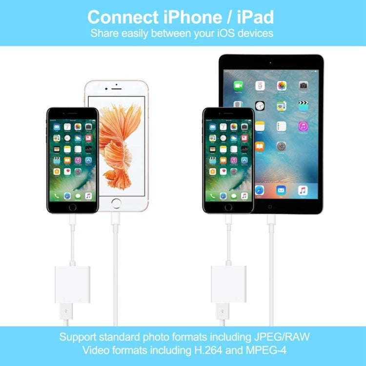 ZS-KL21806 2 in 1 8 Pin to USB 3.0 + Camera USB Read OTG Adapter, Compatible with IOS 13 and Abov...