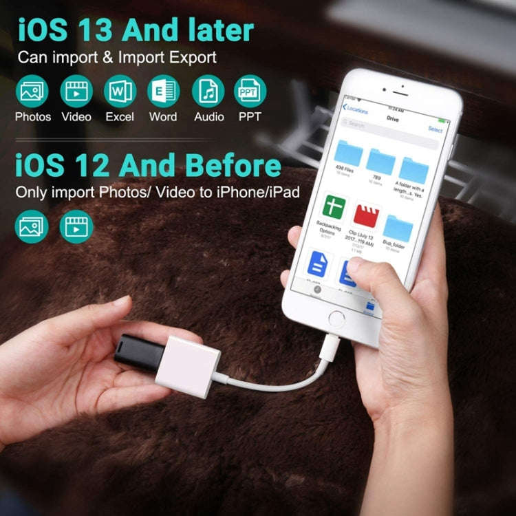 ZS-KL21806 2 in 1 8 Pin to USB 3.0 + Camera USB Read OTG Adapter, Compatible with IOS 13 and Abov...