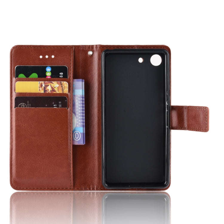 Retro Crazy Horse Texture Horizontal Flip Leather Case for Sony Xperia ACE SO-02L, with Holder & ...
