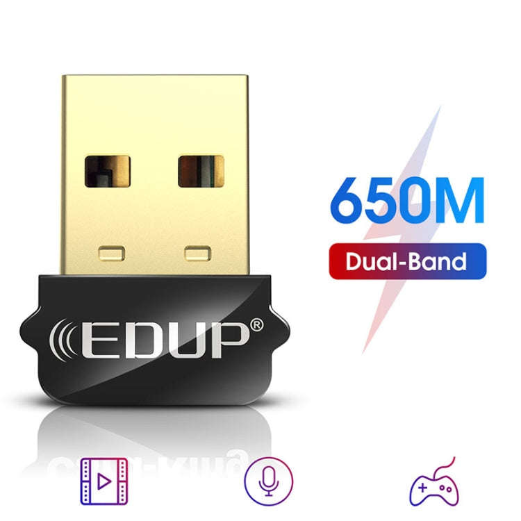 EDUP EP-AC1651 USB WIFI Adapter 650Mbps Dual Band 5G/2.4GHz External Wireless Network Card Wifi D...