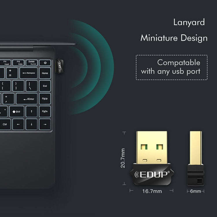 EDUP EP-AC1651 USB WIFI Adapter 650Mbps Dual Band 5G/2.4GHz External Wireless Network Card Wifi D...