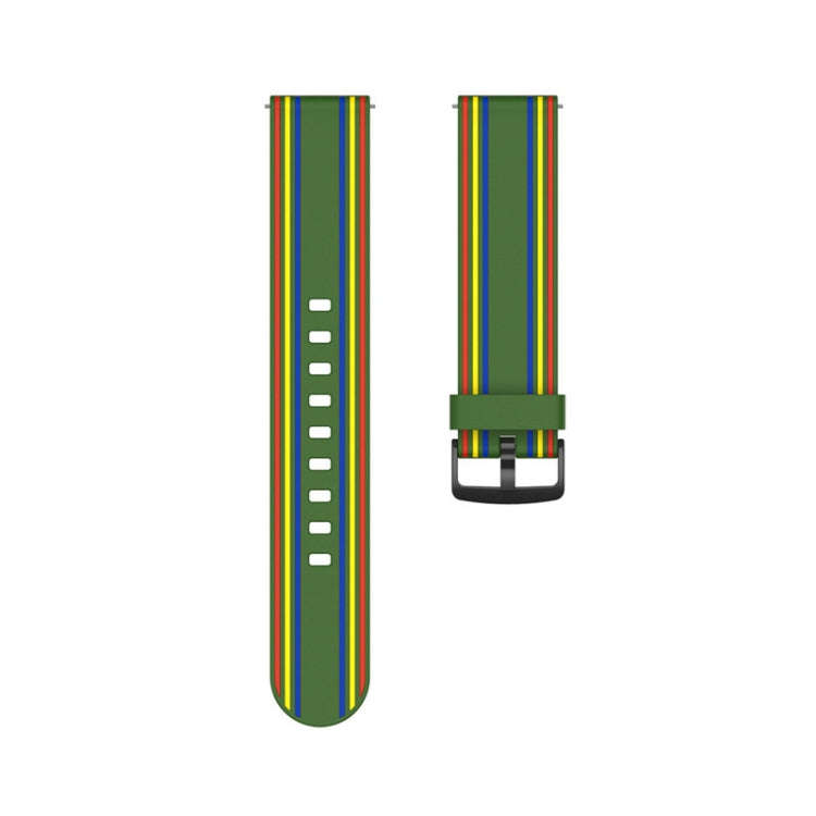 22mm For Huawei Watch GT2e / GT / GT2 46MM Striped Silicone Watch Band(Army Green)