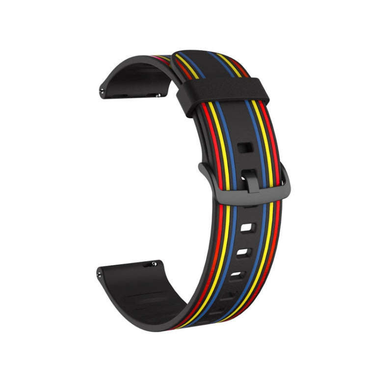 22mm For Huawei Watch GT2e / GT / GT2 46MM Striped Silicone Watch Band(Black Color)