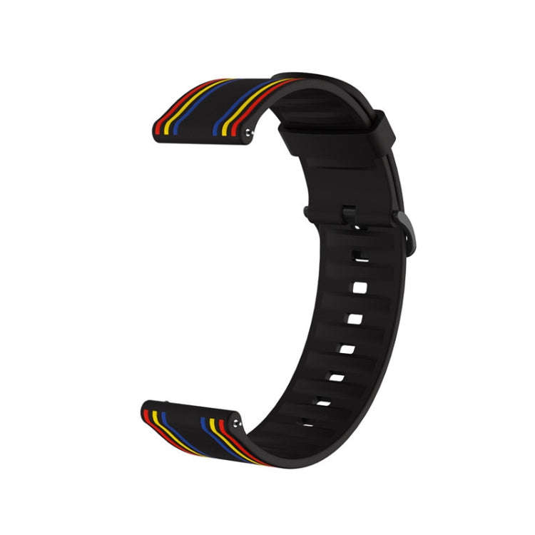 22mm For Huawei Watch GT2e / GT / GT2 46MM Striped Silicone Watch Band(Black Color)