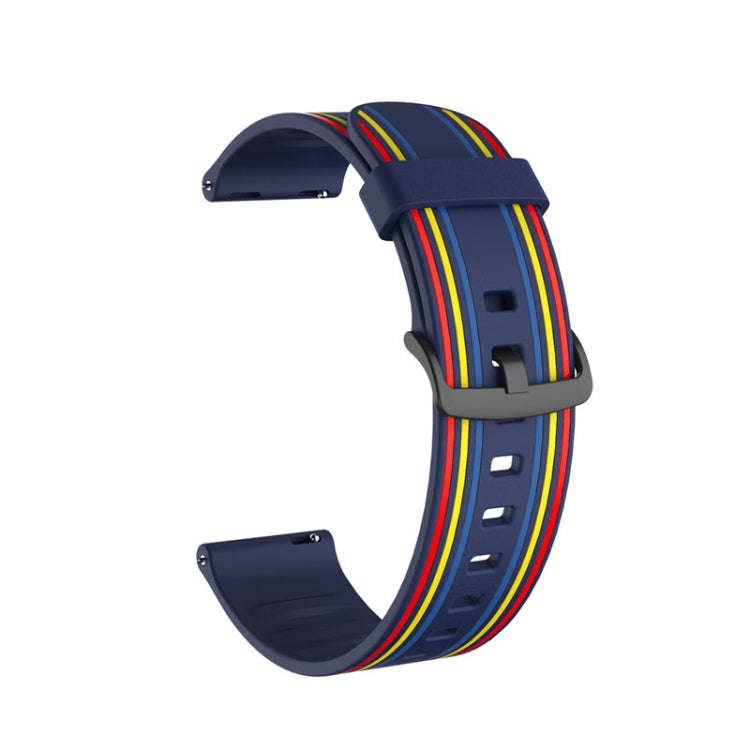22mm For Huawei Watch GT2e / GT / GT2 46MM Striped Silicone Watch Band(Blue Color)