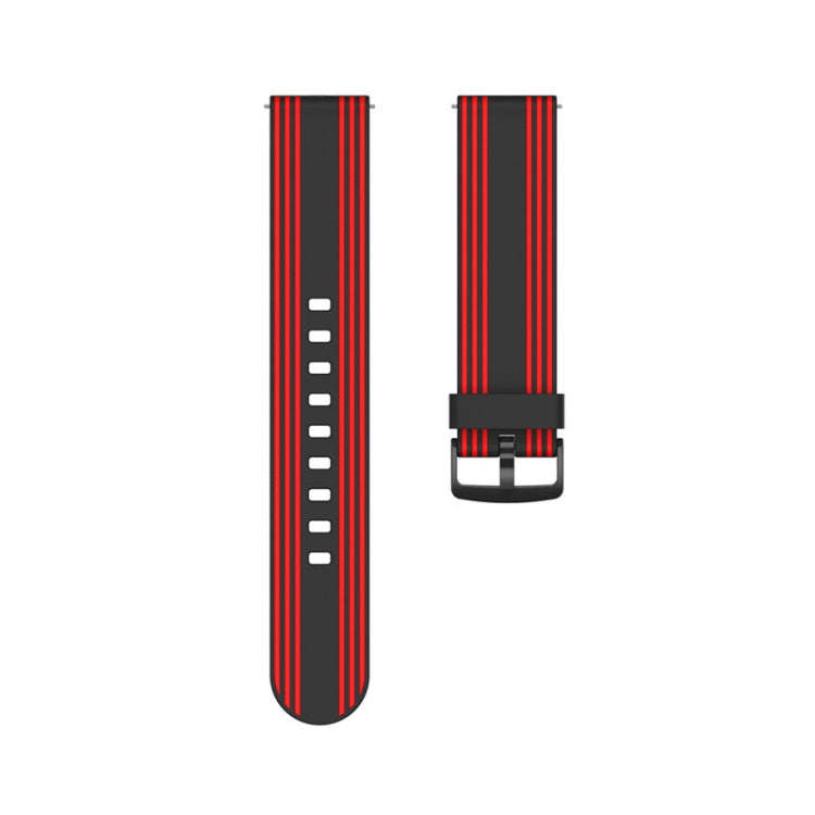 22mm For Huawei Watch GT2e / GT / GT2 46MM Striped Silicone Watch Band(Black Red)