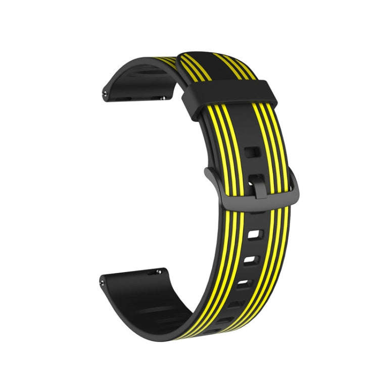 22mm For Huawei Watch GT2e / GT / GT2 46MM Striped Silicone Watch Band(Black Yellow)