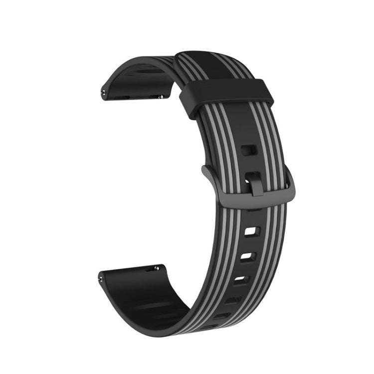 22mm For Huawei Watch GT2e / GT / GT2 46MM Striped Silicone Watch Band(Black Gary)