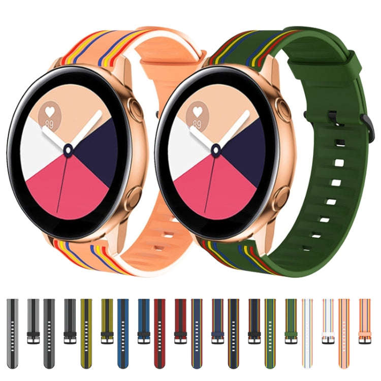 22mm For Huawei Watch GT2e / GT / GT2 46MM Striped Silicone Watch Band(Black Blue)