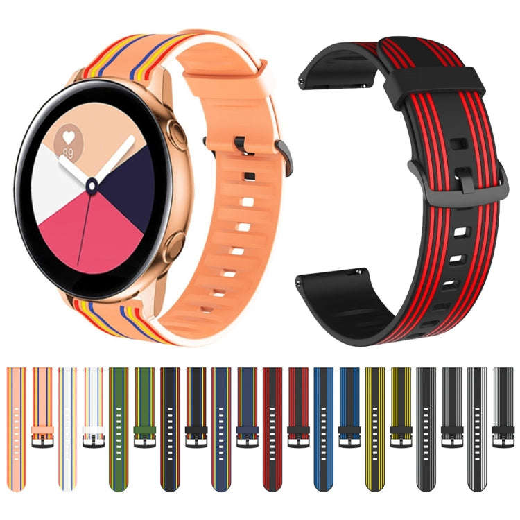 20mm For Huami Amazfit GTS / Samsung Galaxy Watch Active 2 / Huawei Watch GT2 42MM Striped Silico...