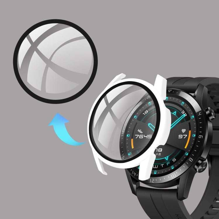 For Huawei watch GT2 46MM oil-injected PC Shell +9H Tempered Glass Film Integrated Protective She...