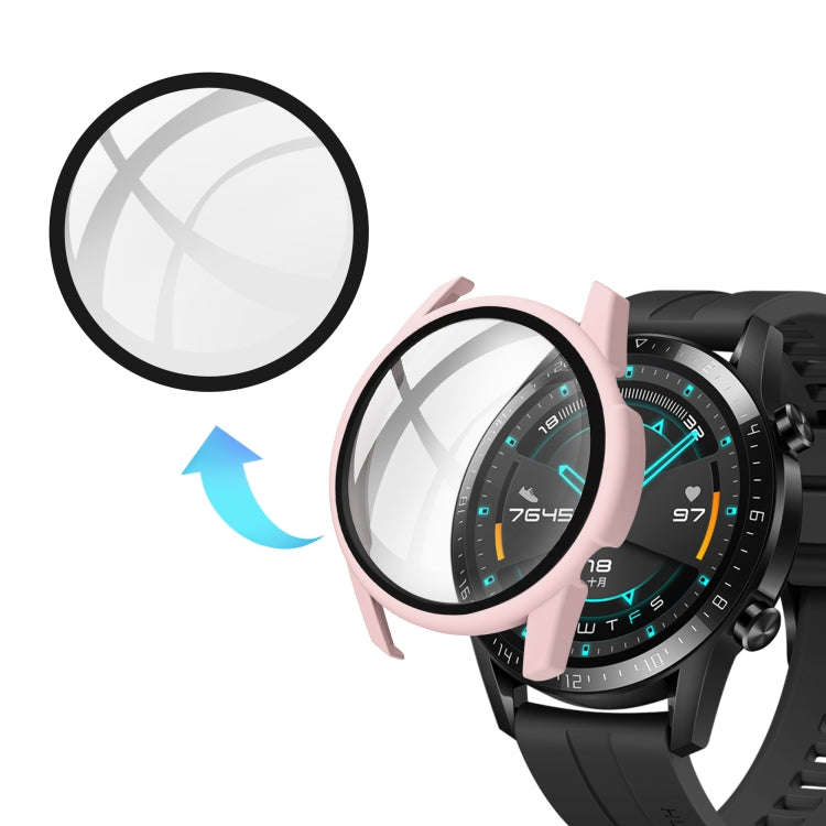 For Huawei watch GT2 46MM oil-injected PC Shell +9H Tempered Glass Film Integrated Protective She...
