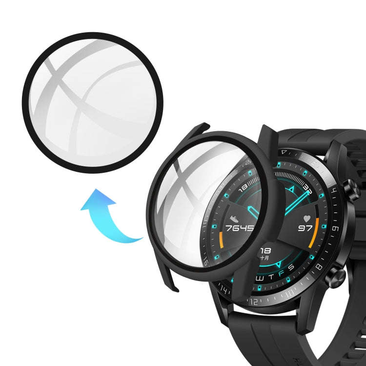 For Huawei watch GT2 46MM oil-injected PC Shell +9H Tempered Glass Film Integrated Protective She...