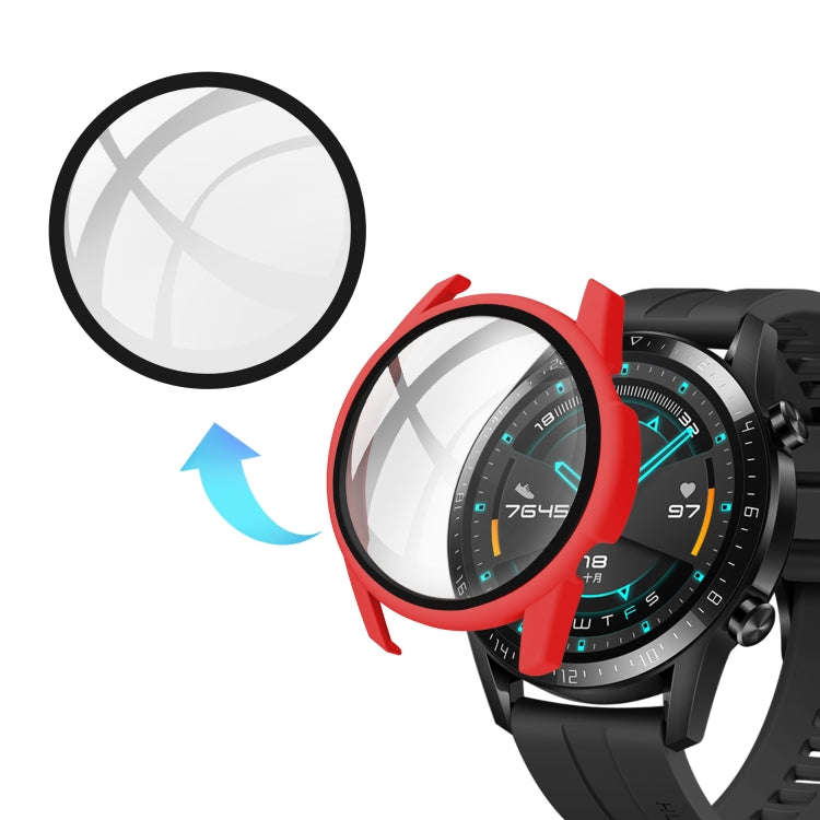 For Huawei watch GT2 46MM oil-injected PC Shell +9H Tempered Glass Film Integrated Protective She...