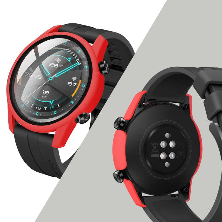 For Huawei watch GT2 46MM oil-injected PC Shell +9H Tempered Glass Film Integrated Protective She...