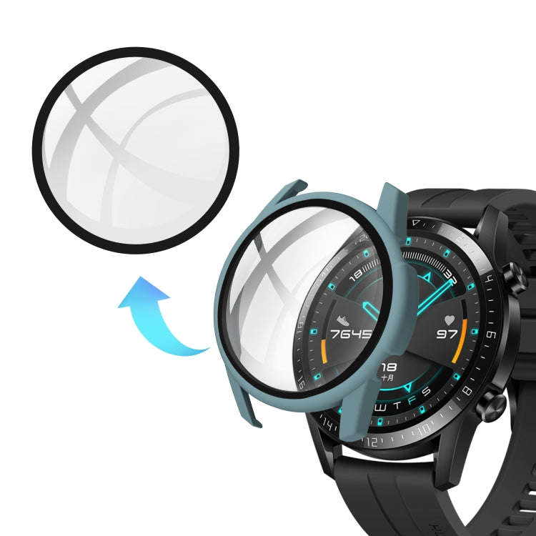 For Huawei watch GT2 46MM oil-injected PC Shell +9H Tempered Glass Film Integrated Protective She...