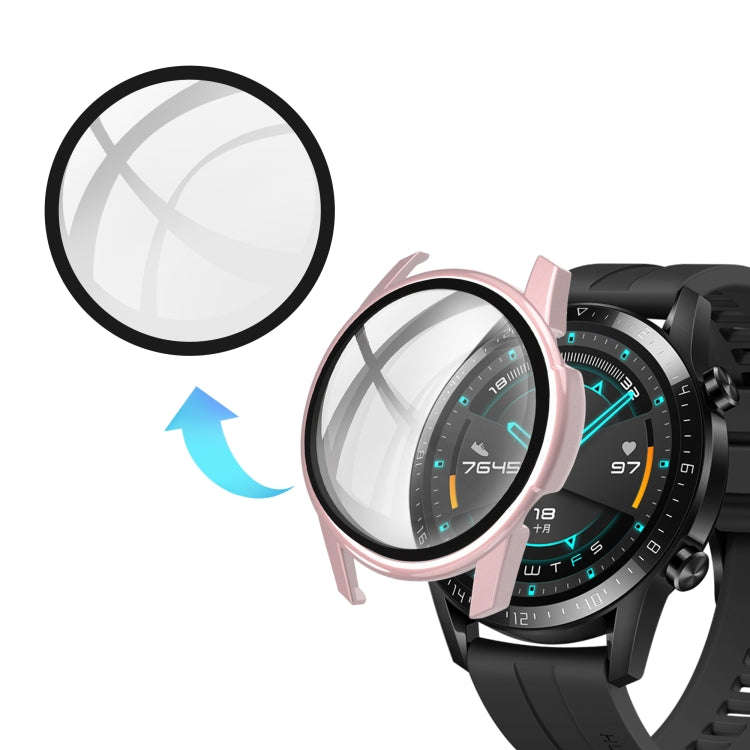 For Huawei watch GT2 46MM oil-injected PC Shell +9H Tempered Glass Film Integrated Protective She...