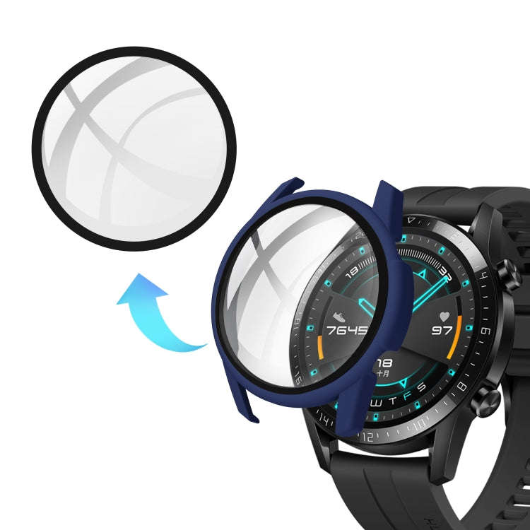 For Huawei watch GT2 46MM oil-injected PC Shell +9H Tempered Glass Film Integrated Protective She...
