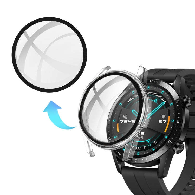 For Huawei watch GT2 46MM oil-injected PC Shell +9H Tempered Glass Film Integrated Protective She...
