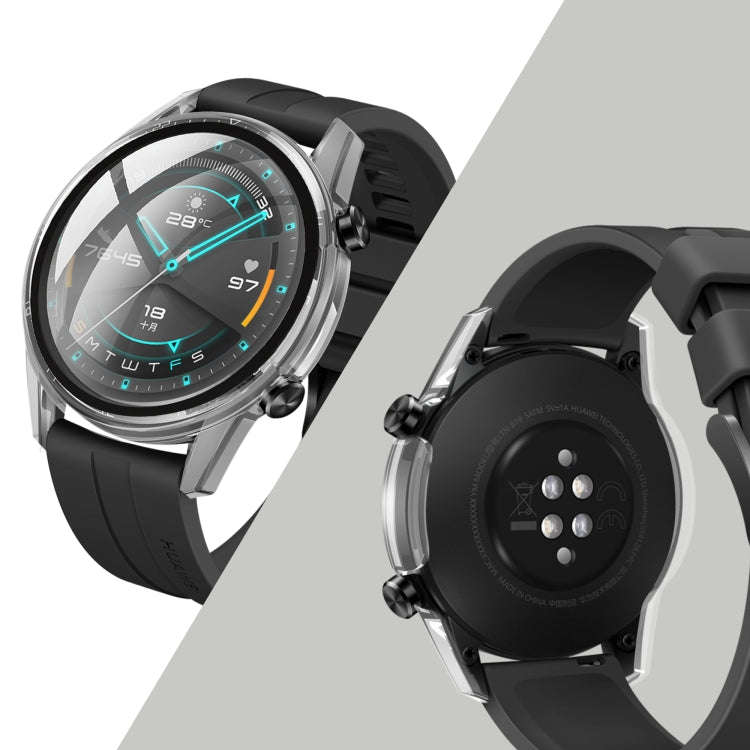 For Huawei watch GT2 46MM oil-injected PC Shell +9H Tempered Glass Film Integrated Protective She...