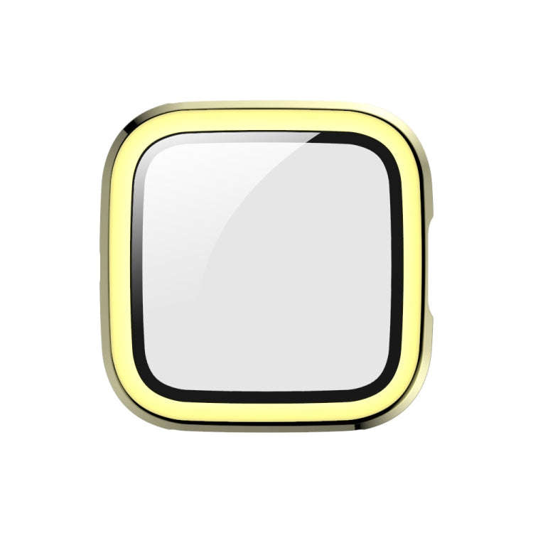 For Fitbit Versa 2 Plating PC Shell + Tempered Glass Film(Gold)
