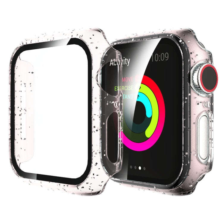 For Apple Watch Series 6 & SE & 5 & 4 44mm Glitter Powder PC + Tempered Glass Screen Film Integra...