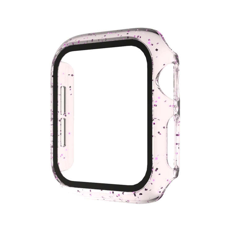 For Apple Watch Series 6 & SE & 5 & 4 44mm Glitter Powder PC + Tempered Glass Screen Film Integra...