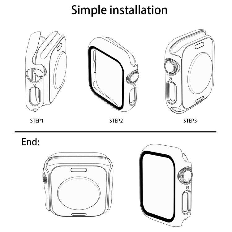 For Apple Watch Series 6 & SE & 5 & 4 44mm Glitter Powder PC + Tempered Glass Screen Film Integra...