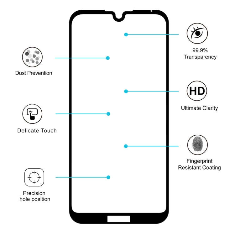 ENKAY Hat-prince Full Glue 0.26mm 9H 2.5D Tempered Glass Film for Huawei Y5 (2019)