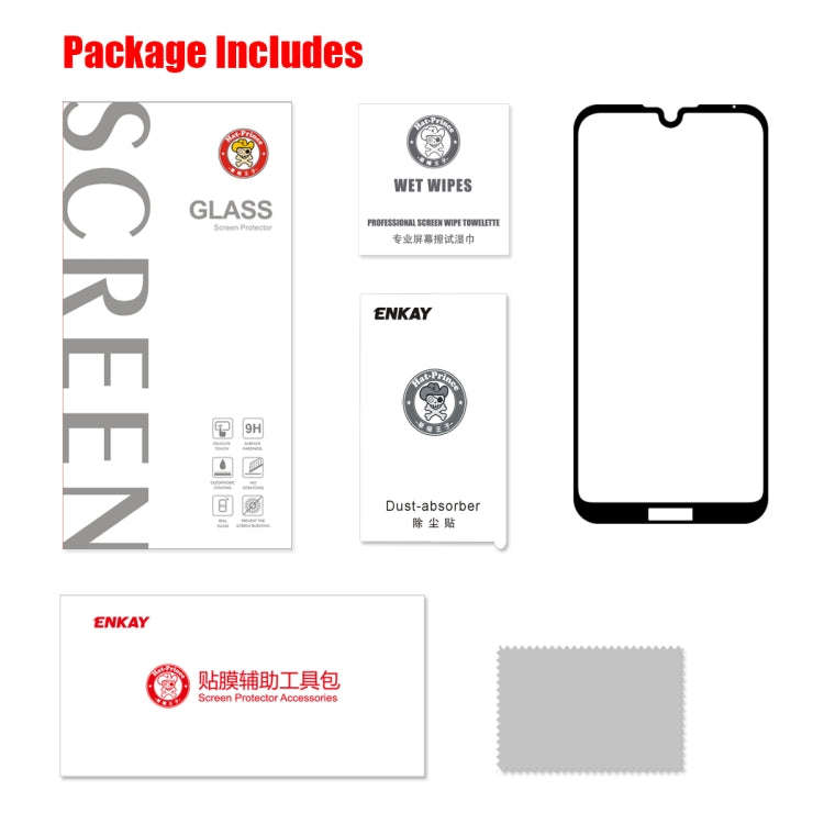 ENKAY Hat-prince Full Glue 0.26mm 9H 2.5D Tempered Glass Film for Huawei Y5 (2019)