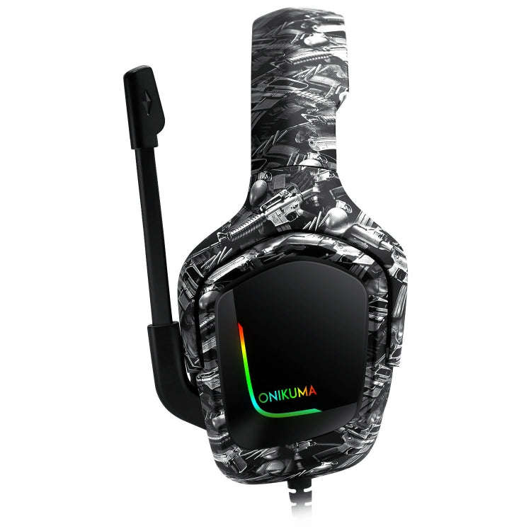 ONIKUMA K20 PS4 Surround Sound Bass PC Gamer Headphone with Microphone, RGB Light(Black Gray)