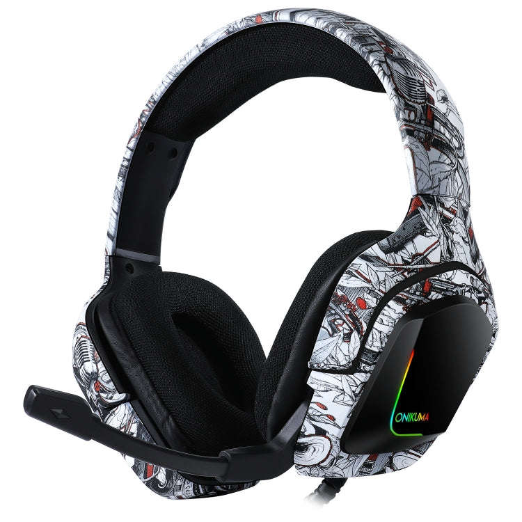 ONIKUMA K20 PS4 Surround Sound Bass PC Gamer Headphone with Microphone, RGB Light(Red Gray)