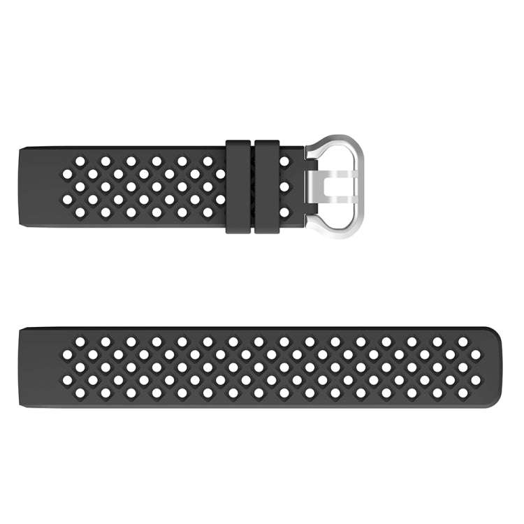 For Fitbit Charge 3 / 4 Hollow Square Silicone Watch Band Wristband(Black)