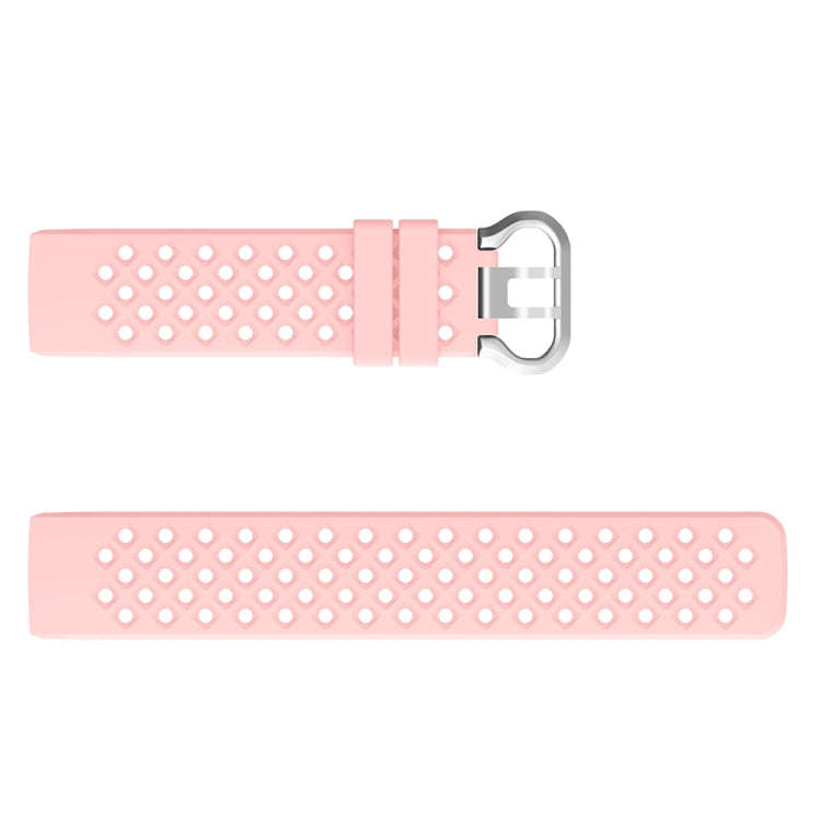 For Fitbit Charge 3 / 4 Hollow Square Silicone Watch Band Wristband(Pink)