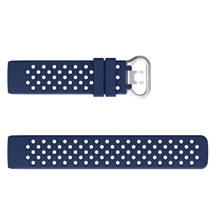 For Fitbit Charge 3 / 4 Hollow Square Silicone Watch Band Wristband(Dark Blue)